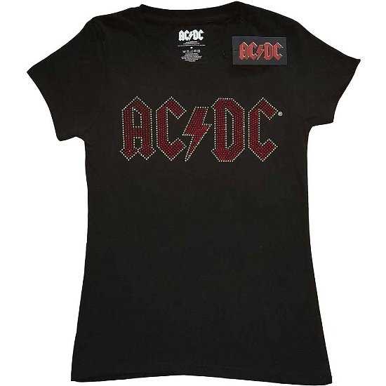 AC/DC Ladies Embellished T-Shirt: Full Colour Logo (Diamante) - AC/DC - Merchandise -  - 5056561014067 - 