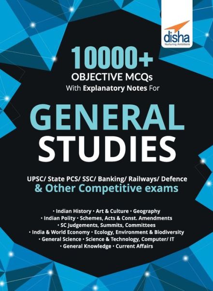 Cover for Disha Publication · 10000+ Objective MCQS with Explanatory Notes for General Studies Upsc/ State Pcs/ Ssc/ Banking/ Railways/ Defence (Paperback Book) (2019)