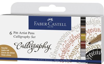 Faber-castell - India Ink Pitt Artist Pen Calligraphy (6 Pcs) (167506) - Faber - Produtos - Faber-Castell - 4005401675068 - 