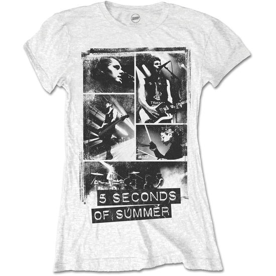 Cover for Rock Off · 5 Seconds Of Summer: Photo Block (T-Shirt Donna Tg L) (T-shirt) [size L] [White - Ladies edition]