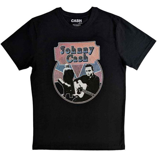 Johnny Cash Unisex T-Shirt: Walking Guitar & Front On - Johnny Cash - Fanituote -  - 5056561091068 - 