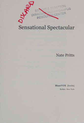 Cover for Nate Pritts · Sensational Spectacular (Paperback Book) (2007)