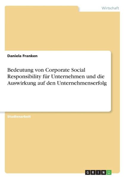 Cover for Franken · Bedeutung von Corporate Social (Book)