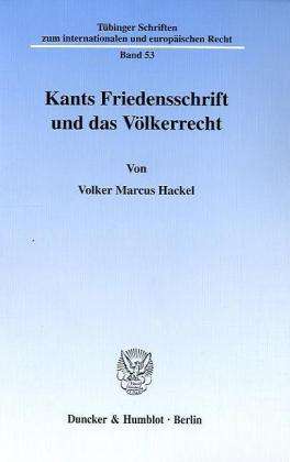 Cover for Hackel · Kants Friedensschrift und das Vö (Book) (2000)