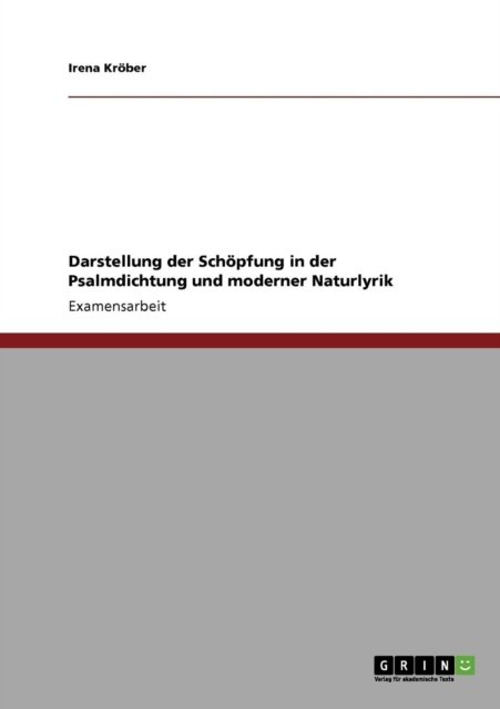 Cover for Kröber · Darstellung der Schöpfung in der (Bog) [German edition] (2008)