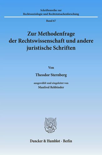 Cover for Sternberg · Zur Methodenfrage der Rechtsw (Book) (1988)