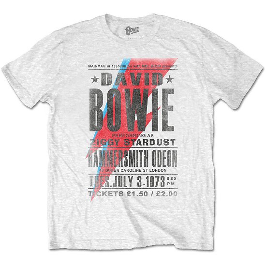 Cover for David Bowie · David Bowie Unisex T-Shirt: Hammersmith Odeon (T-shirt) [size S] [White - Unisex edition]