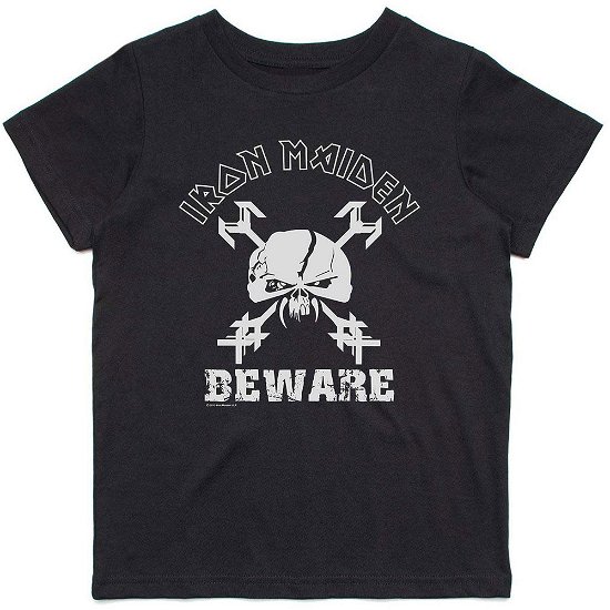 Iron Maiden Kids T-Shirt: Beware (Glitter Print) (5-6 Years) - Iron Maiden - Fanituote -  - 5056368640070 - 