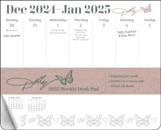 Cover for Andrews McMeel Publishing · Dolly Parton 2025 Weekly Desk Pad Calendar (Calendar) (2024)