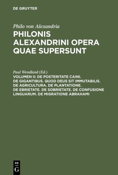 Cover for Paulus Wendland · De posteritate Caini. De gigantibus. Qu (Book) (1963)