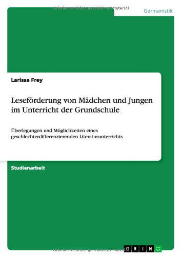 Cover for Frey · Leseförderung von Mädchen und Jung (Book) [German edition] (2010)