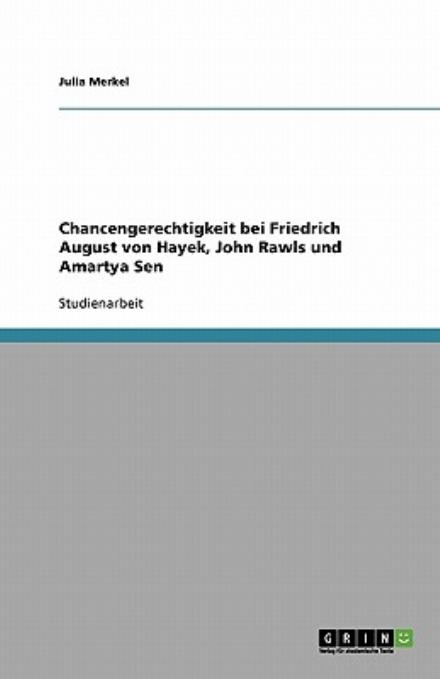Cover for Merkel · Chancengerechtigkeit bei Friedri (Book) [German edition] (2013)