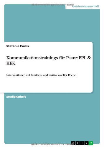 Cover for Fuchs · Kommunikationstrainings für Paare (Book) [German edition] (2011)