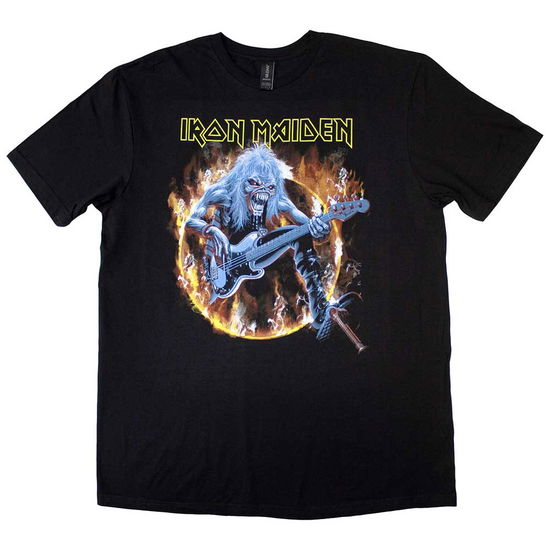 Iron Maiden Unisex T-Shirt: Fear Live Flames - Iron Maiden - Fanituote - Global - Apparel - 5055295345072 - maanantai 26. marraskuuta 2018