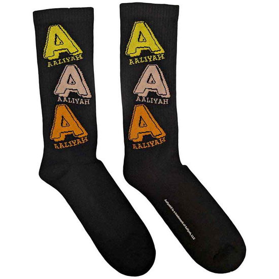 Cover for Aaliyah · Aaliyah Unisex Terry Socks: Tricolour Logo (Black) (UK Size 7 - 11) (Socks) [size M] (2023)