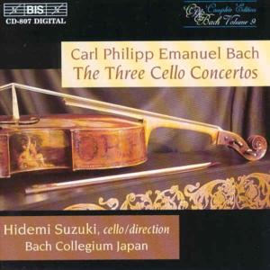 Cpe Bachthree Cello Concertos - Hidemi Suzukibach Collegium J - Muziek - BIS - 7318590008072 - 30 mei 1997