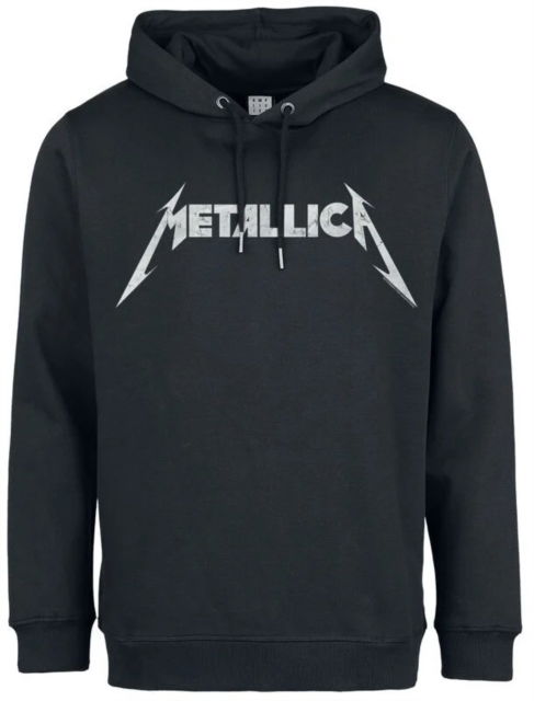 Cover for Metallica · Metallica White Logo Amplified Vintage Black Small Hoodie Sweatshirt (T-shirt) (2024)