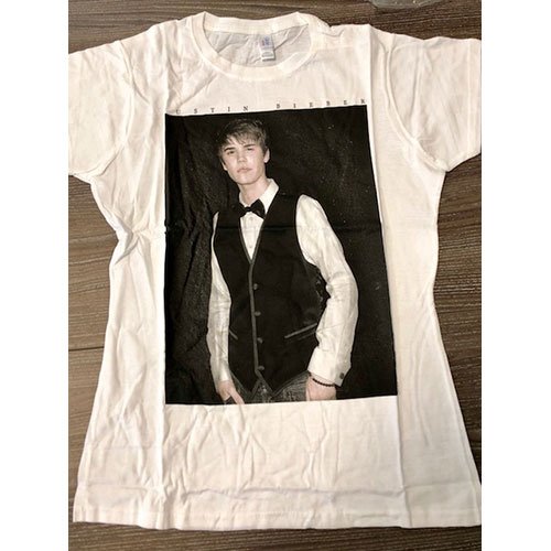 Cover for Justin Bieber · Justin Bieber Ladies T-Shirt: Tux (Ex-Tour) (T-shirt) [size S] [White - Ladies edition]