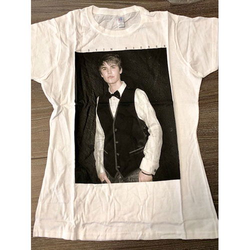 Justin Bieber Ladies T-Shirt: Tux (Ex-Tour) - Justin Bieber - Merchandise - Royalty Paid - 5056170651073 - 