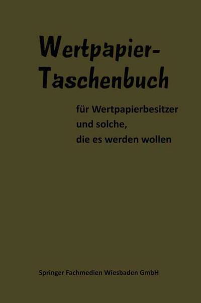 Cover for Woeste · Wertpapier Taschenbuch (Paperback Book) [1972 edition] (1972)