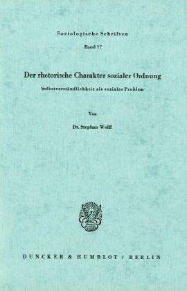 Cover for Wolff · Der rhetorische Charakter soziale (Book) (1976)