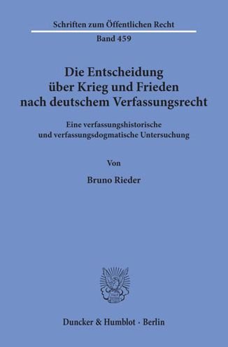 Cover for Rieder · Die Entscheidung über Krieg und (Bog) (1984)