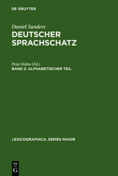 Cover for Daniel Sanders · Alphabetischer Teil (Lexicographica. Series Maior) (German Edition) (Gebundenes Buch) [German edition] (1985)