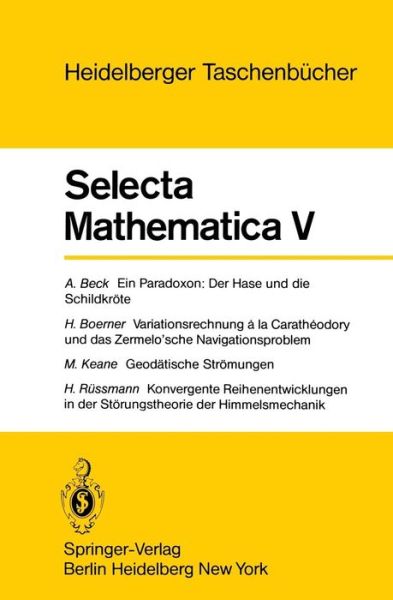 Cover for A. Beck · Selecta Mathematica V - Heidelberger Taschenbucher (Paperback Book) [German edition] (1979)