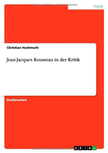 Cover for Hochmuth · Jean-Jacques Rousseau in der K (Book) [German edition] (2010)