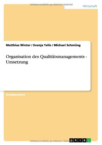 Cover for Winter · Organisation des Qualitätsmanage (Bog) [German edition] (2013)