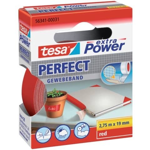Extra Power Perfect Gewebeband - 2750 X 19 Mm - Rot - Tesa - Andet - Tesa - 4042448044075 - 4. januar 2017