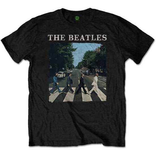 The Beatles Unisex T-Shirt: Abbey Road & Logo - The Beatles - Fanituote - Apple Corps - Apparel - 5055295328075 - keskiviikko 13. helmikuuta 2013