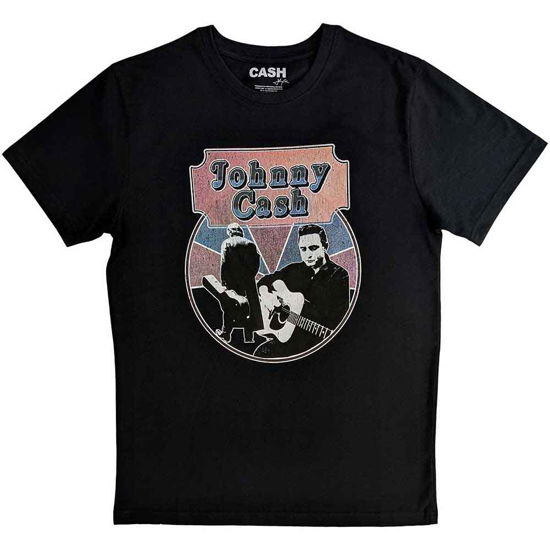 Johnny Cash Unisex T-Shirt: Walking Guitar & Front On - Johnny Cash - Merchandise -  - 5056561091075 - 