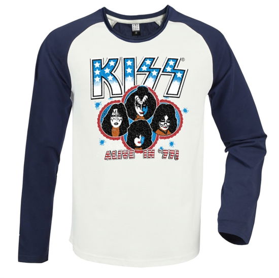 Kiss · Kiss Alive In 77 Vintage White / Navy Small Baseball Jersey (T-shirt) (2024)