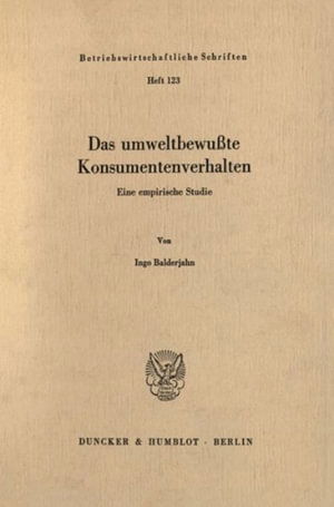 Cover for Balderjahn · Das umweltbewußte Konsumente (Book) (1986)