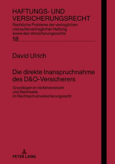 Cover for David Ulrich · Die Direkte Inanspruchnahme Des D&amp;o-Versicherers (Inbunden Bok) (2021)