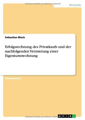 Cover for Bloch · Erfolgsrechnung des Privatkaufs u (Book) [German edition] (2013)