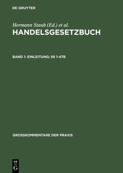 Cover for Staub · HGB.1.Einleitung; §§ 1-47b (Book) [German, 5 edition] (2009)