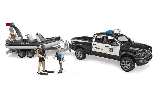 RAM 2500 Polizei Pickup, L+S,Anh.,Boot - Bruder - Gadżety - Bruder Spielwaren - 4001702025076 - 