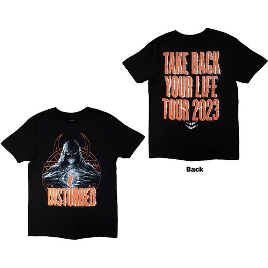 Disturbed Unisex T-Shirt: European Tour '23 Take Back (Back Print & Ex-Tour) - Disturbed - Merchandise -  - 5056737244076 - 