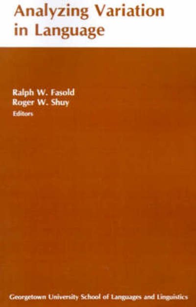 Cover for Ralph W Fasold · Analyzing Variation in Languages (Paperback Book) (1975)