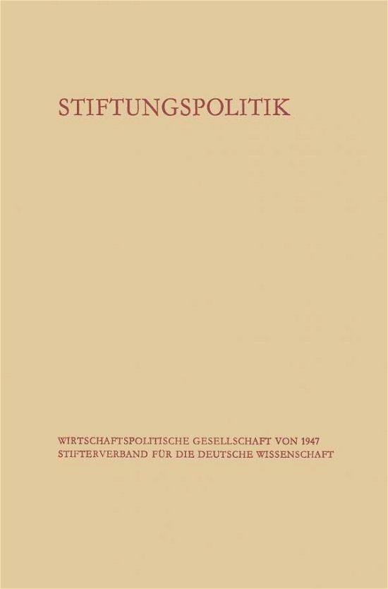Cover for Offene Welt · Stiftungspolitik (Paperback Bog) [1967 edition] (1967)