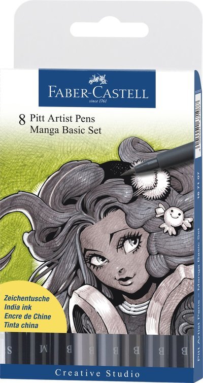 Cover for Faber · Faber-castell - India Ink Pitt Artist Pen B Manga (8 Pcs) (167107) (Toys)
