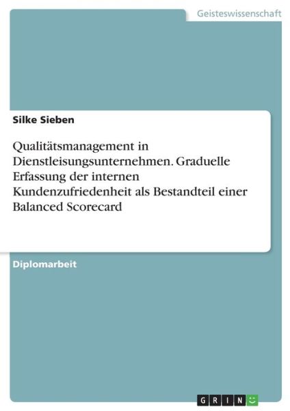 Cover for Sieben · Qualitätsmanagement in Dienstlei (Book)