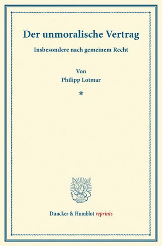 Cover for Lotmar · Der unmoralische Vertrag. (Book) (2013)