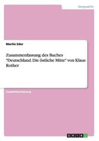 Cover for Eder · Zusammenfassung des Buches &quot;Deutsc (Bog) (2015)