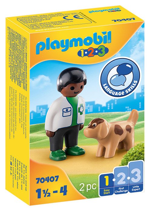 Cover for Playmobil · 1.2.3. Dierenarts met hond Playmobil (70407) (Leketøy)