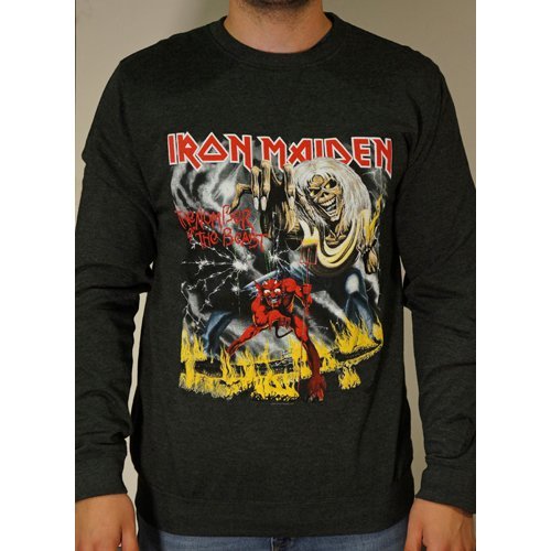 Iron Maiden Unisex Sweatshirt: Number of the Beast with Puff Print Finishing - Iron Maiden - Fanituote - Global - Apparel - 5055295398078 - 
