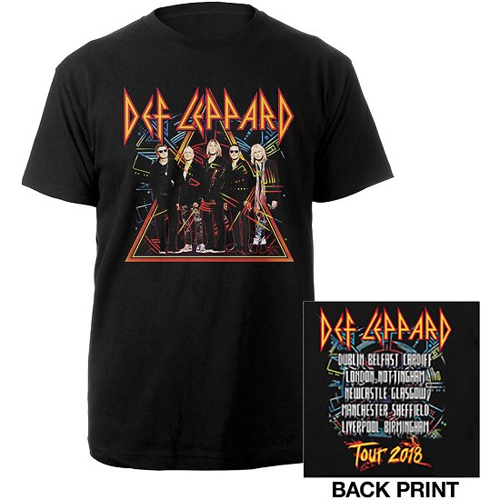 Cover for Def Leppard · Def Leppard Unisex T-Shirt: 2018 Tour Photo (Back Print) (Ex-Tour) (T-shirt) [size S] [Black - Unisex edition]