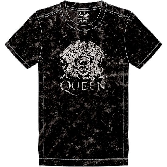 Cover for Queen · Queen Unisex T-Shirt: Classic Crest (Wash Collection) (T-shirt) [size S] [Black - Unisex edition]